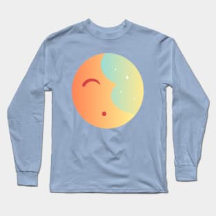 Tired Sleepy Moon In the Sky with Stars Sunrise Long Sleeve T-Shirt